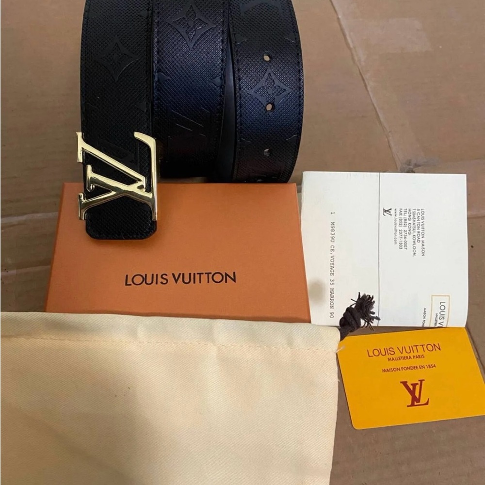 Louis Vuitton Black Belt Bag with Gold Accents